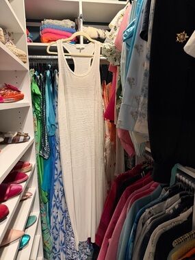 Marie France van Damme white sequin maxi dress